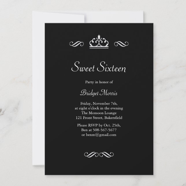 Invitation au Sweet sixteen de contes de fées (Devant)