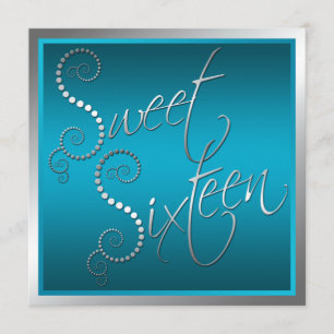 Invitation au Sweet sixteen de perles Turquoises e