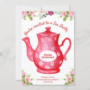 Invitation au Tea Party Floral Watercolor