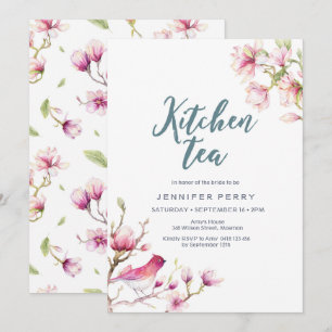Invitation au Tea Party Pink Magnolia Floral Kitch