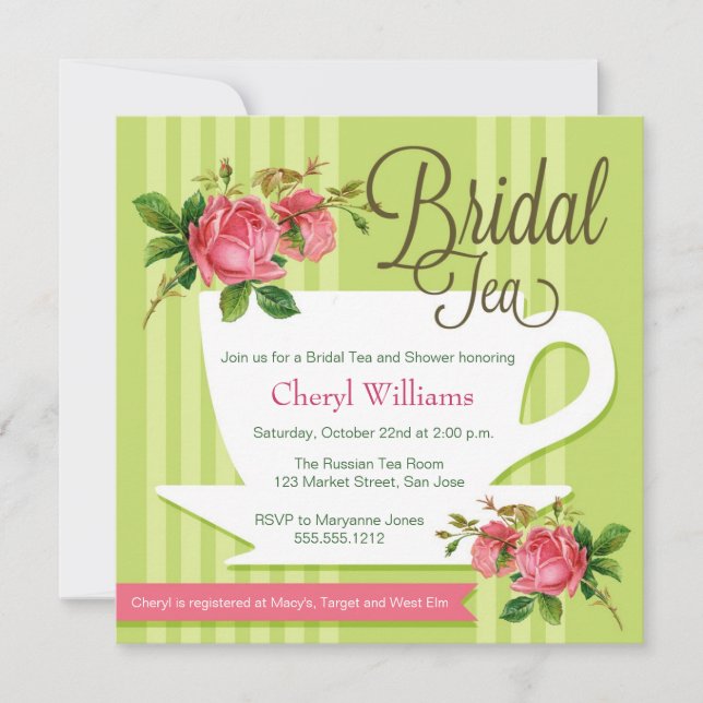 Invitation au thé de la mariée florale (Devant)