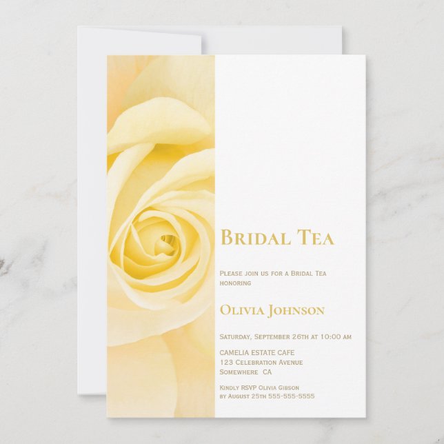 Invitation au thé de la nuptiale jaune moderne (Devant)