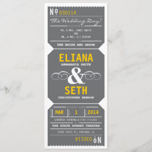 Invitation au Théâtre Vintage Gris et Jaune