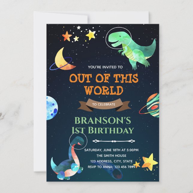 Invitation au thème d'anniversaire du dinosaure de (Devant)