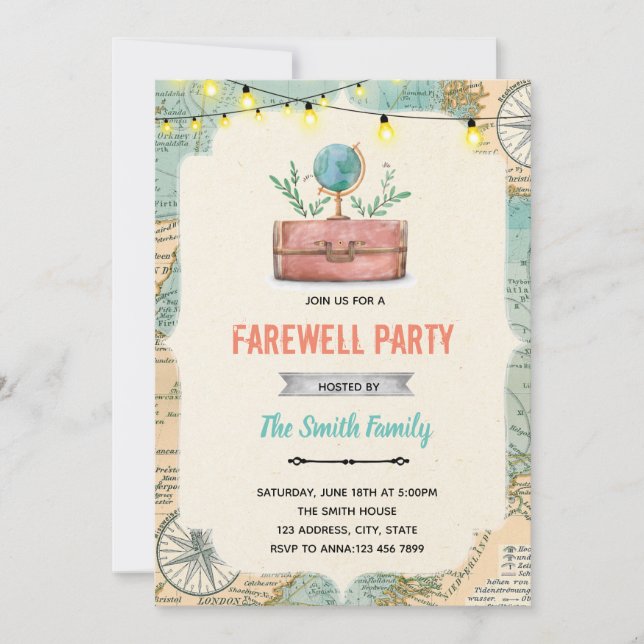 Invitation au thème de fête de départ (Devant)