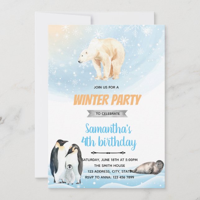 Invitation au thème de fête hivernale arctique (Devant)
