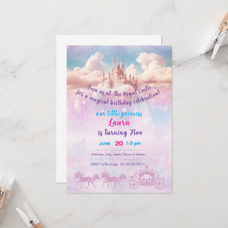 Invitation au thème de petite princesse. Fête pour