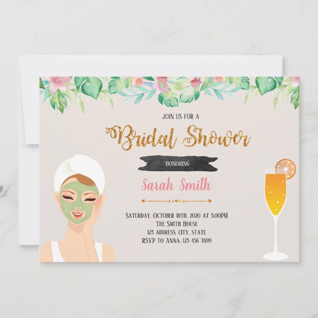 Invitation au thème de soirée masque et mimosas (Devant)