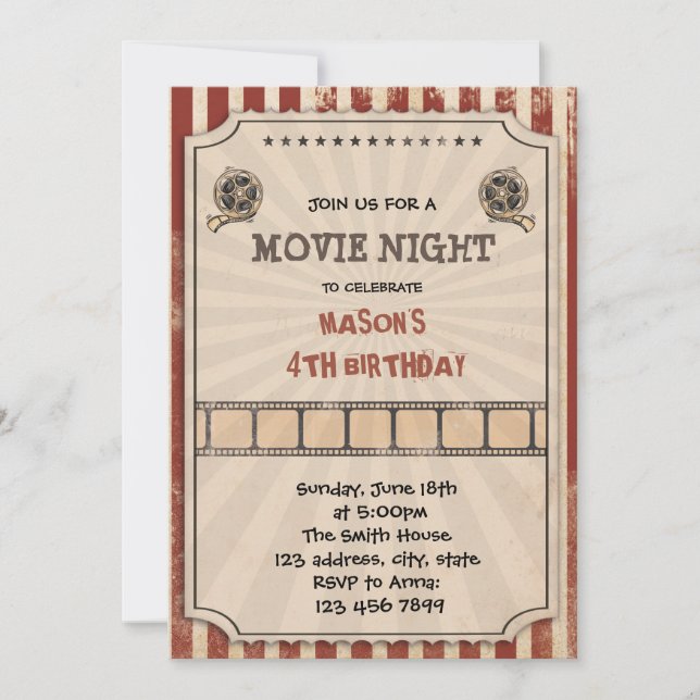 Invitation au ticket de cinéma Vintage (Devant)