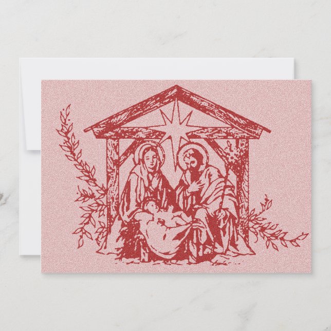 Invitation au timbre de la crèche rouge (Devant)