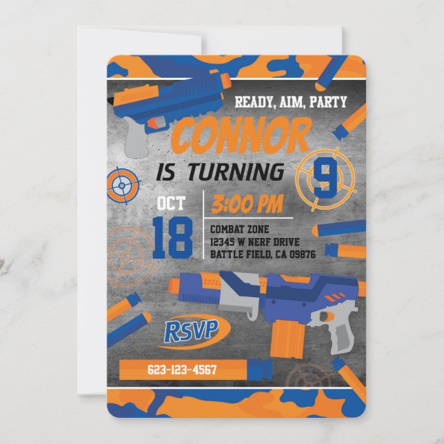 Invitation au tir au pistolet à fléchettes (Devant)