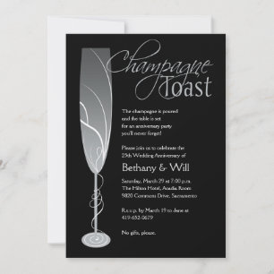 Invitation au toast au champagne d'argent