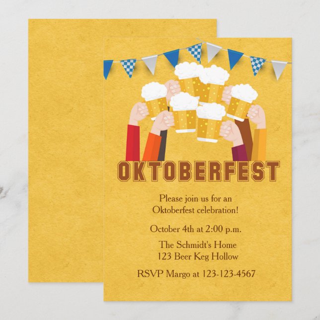 Invitation au toast de la bière Oktoberfest (Devant / Derrière)