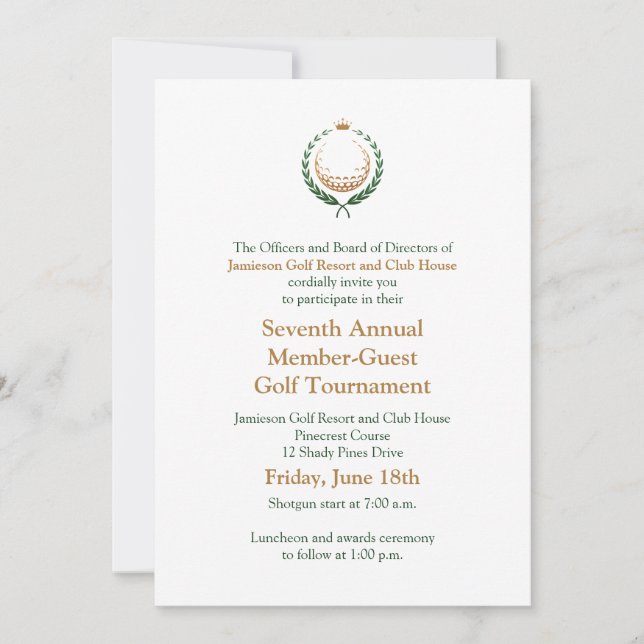 Invitation au tournoi de golf d'entreprise (Devant)