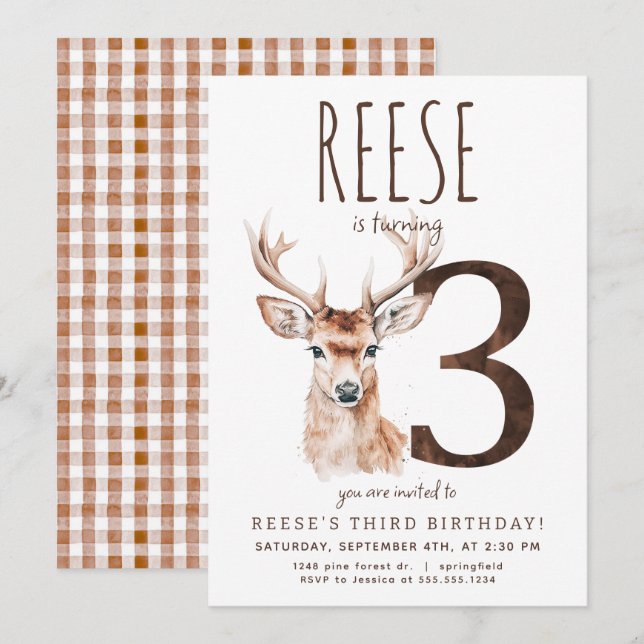 Invitation au troisième anniversaire de Deer (Devant / Derrière)