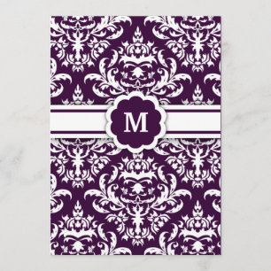 Invitation aubergine de damassé du monogramme 311-Marissa