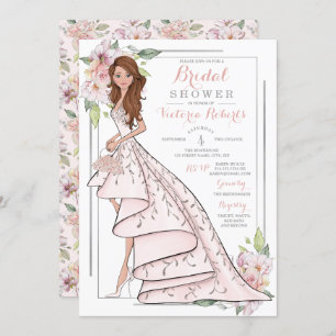 Invitation Auburn Hair Bride Floral Fête des mariées