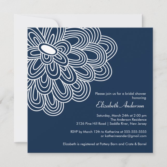 Invitation audacieuse de Fête de la mariée de bleu (Devant)