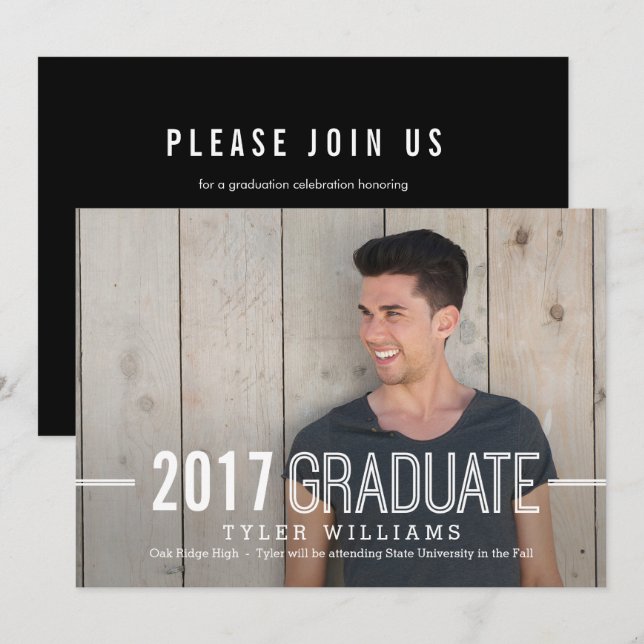 Invitation audacieuse Faire-part de graduation san (Devant / Derrière)