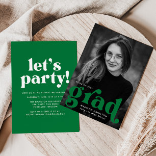 Invitation Audacieuse Typographie Green Photo Graduation
