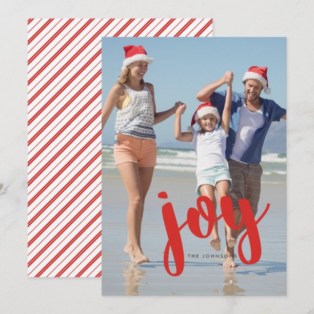 Invitation Audacieuse Typographie Joie Photo Holiday Card (Devant / Derrière)