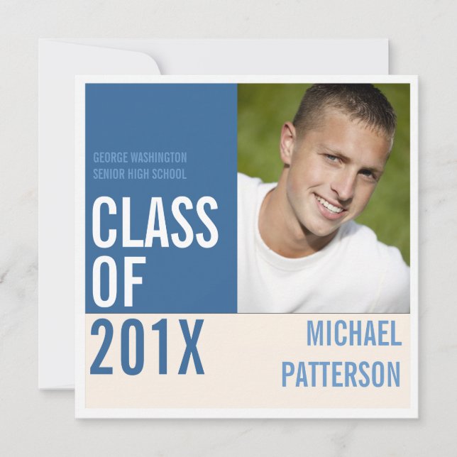 Invitation Audacieux Moderne Guy Graduation Party Photo Invit (Devant)