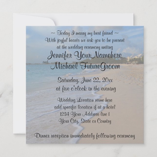 Invitation Aujourd'hui, j'épouse mon meilleur mariage de plag (Devant)
