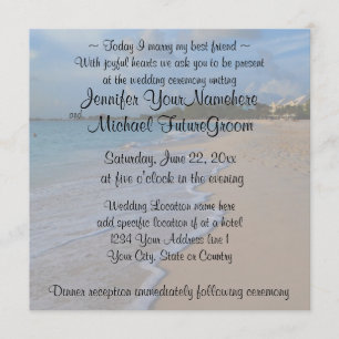 Invitation Aujourd'hui, j'épouse mon meilleur mariage de plag