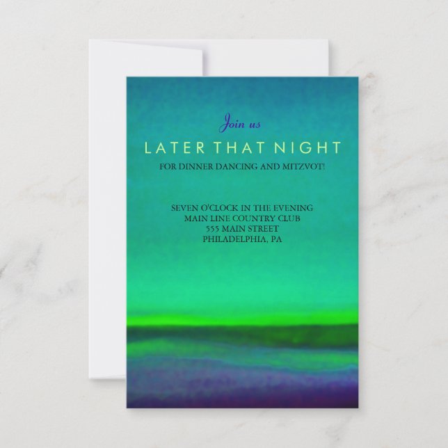Invitation AURORA BOREALIS Bar Bat mitzvah Party Card (Devant)