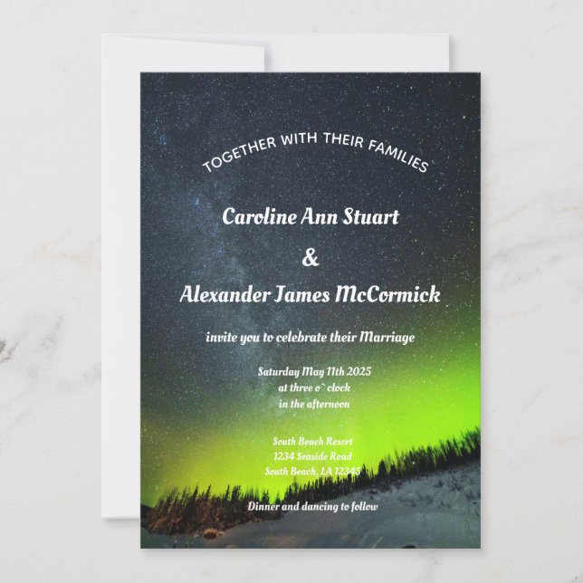 Invitation aurores boréales Aurora Borealis étoiles Sky Maria (Devant)