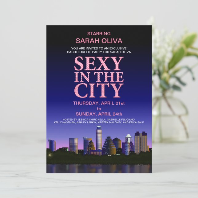 Invitation Austin Texas Skyline Bachelorte (Debout devant)
