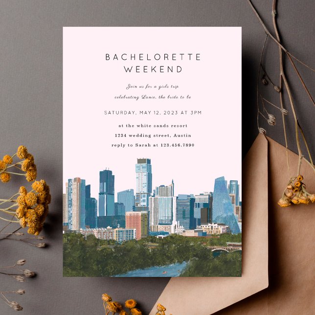 Invitation Austin Texas Skyline Bachelorte Party (Créateur téléchargé)