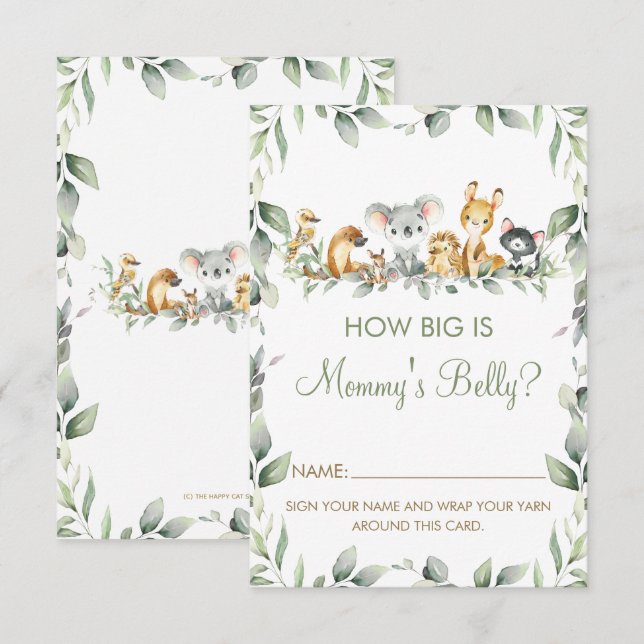 Invitation Australian How Big is Mommy's Belly Game Card (Devant / Derrière)