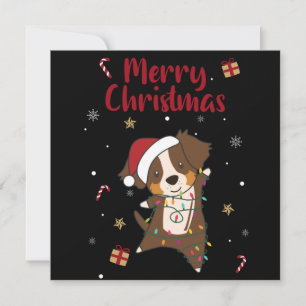Invitation Australian Shepherd Joyeux Noël hiver Invitat