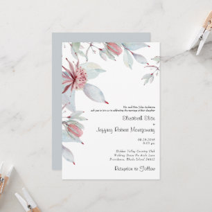 Invitation Australien Tropical Floral Dusty Blue Mariage