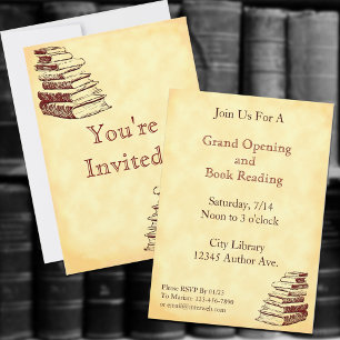 Invitation Auteur Partie Livre Art Vintage Personnalisé 5x7"