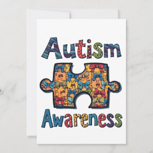 Invitation Autisme Maman Puzzle Pièce Coquette Bow Ruban Auti