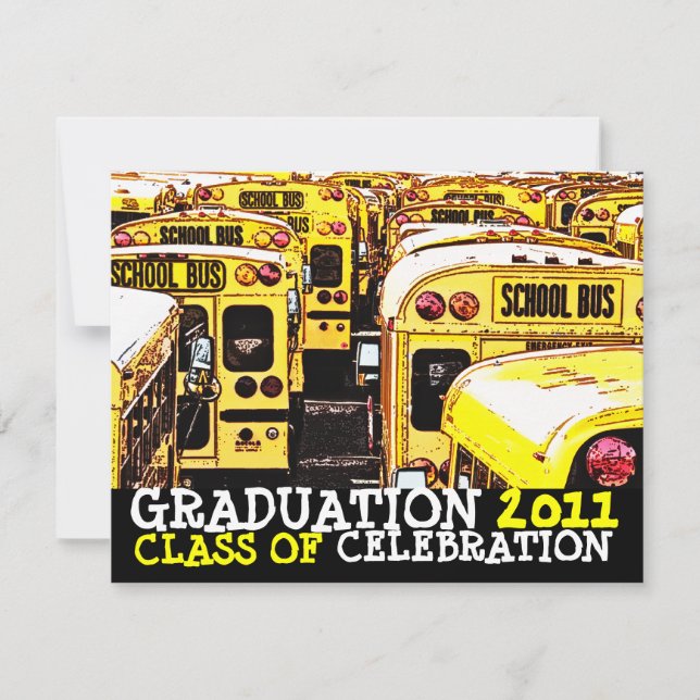 Invitation Autobus scolaire 7 d'invitation de fête de remise (Devant)