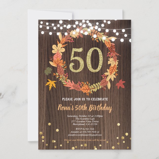 Invitation Automne 50e anniversaire d'action de grâce couronn (Devant)
