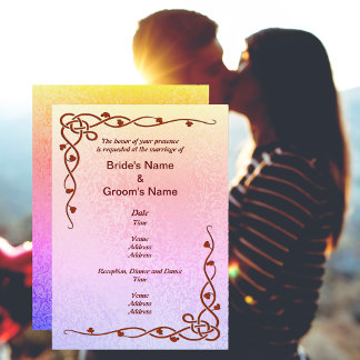 Invitation Automne Abstrait couleur vive rose violet Mariage