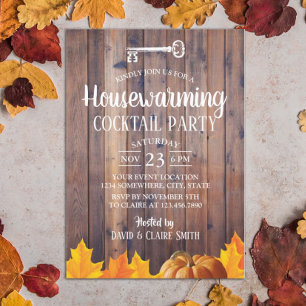 Invitation Automne Accueil Cocktail Fête Élégant Bois