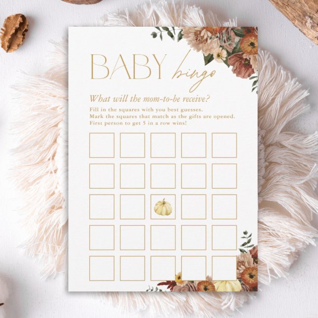 Invitation Automne Amour Automne Floral Douche Baby Bingo Car (Créateur téléchargé)