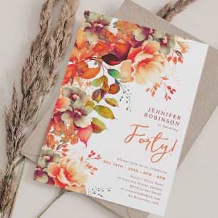 Invitation Automne Aquarelle d'automne Floral 40e anniversair