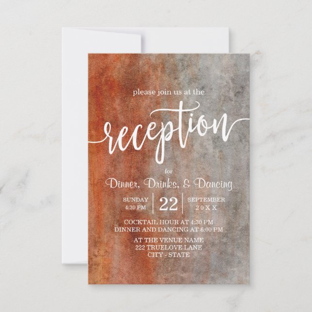 Invitation Automne Aquarelle gris orange Réception de mariage (Devant)