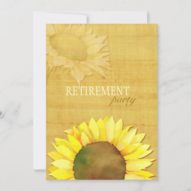 Invitation Automne Aquarelle Tournesol Parti de retraite (Devant)