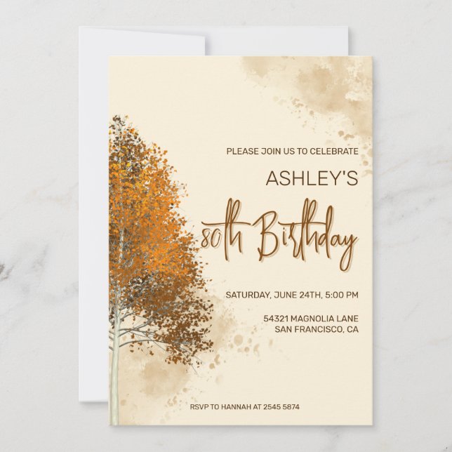 Invitation Automne Arbres Anniversaire (Devant)