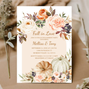 Invitation Automne Arc moderne Floral Citrouille Tombé amoure