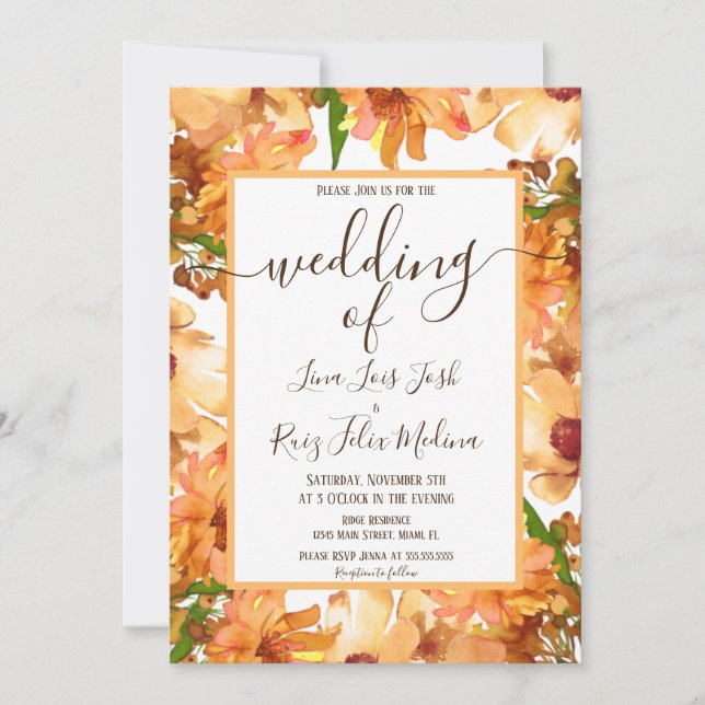Invitation Automne Automne Amour Végétation Rustique Mariage (Devant)