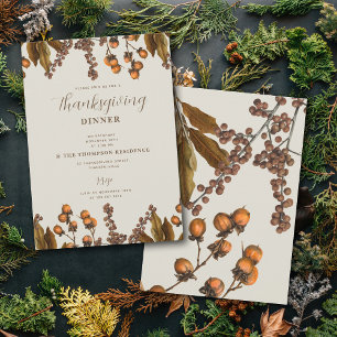 Invitation Automne Automne Aquarelle Feuillage Thanksgiving D