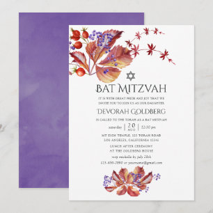 Invitation Automne - Automne Aquarelle Feuille Bat mitzvah